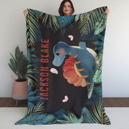 Blanket für Jungen mit Dinosaurier und Golden Foli Fleecedecke