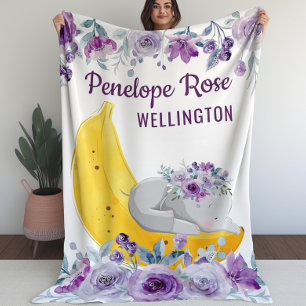 Blanket für Mädchen Niedlicher Elefant auf einer B Fleecedecke