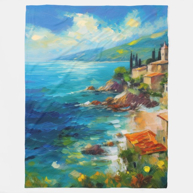 Blanket Mediterranean Beach Coasta Italien Art Fleecedecke (Vorderseite)