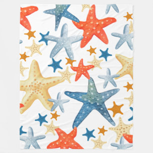 Blanket Niedliche Starfish Seashell Küste Blaues O Fleecedecke