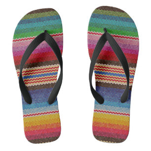 Blanket Streifen Ethnisch mexikanisches Stoffmuste Flip Flops