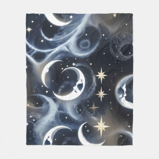 Blankets – Platinum Silver Celestial Moon Luxury Fleecedecke