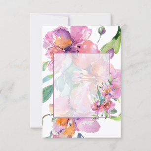 Blanko-Budget Rosa und lila florale Hochzeit  Einladung