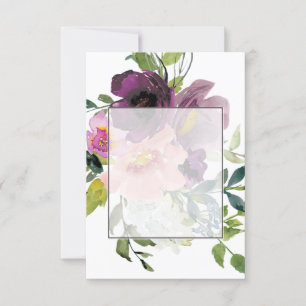 Blanko-Budget Rosa und violette Blumenhochzeit  Einladung