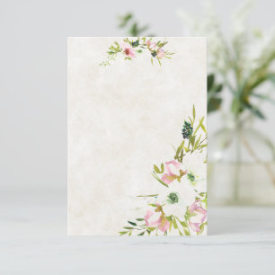Blanko-Budget Rosa und weiße Blumenhochzeit  Einladung