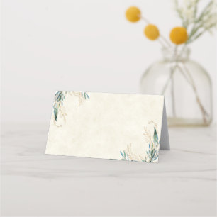 Blanko-Hochzeitsbudget Eukalyptus und Gold Platzkarte