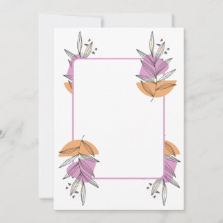 Blanko-Karte -Blattgrafik pfirsich und rosa Einladung