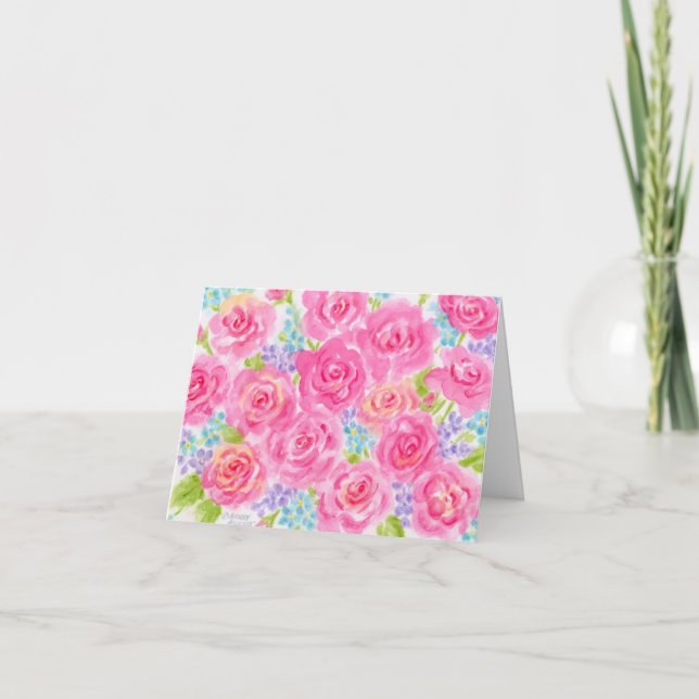 Blankokarte für Aquarellfarben-Rose Karte (Vorderseite)