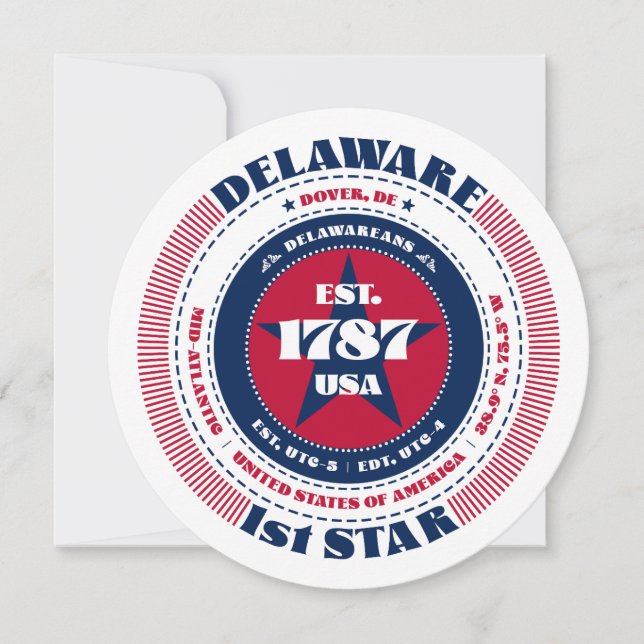 Blankokarte für den Staat Delaware Circle Typograf (Vorderseite)