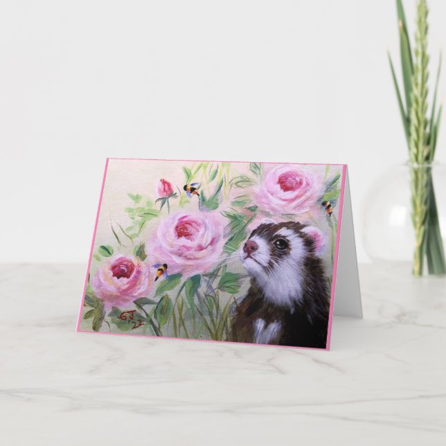 Blankokarte für Frettchen und Blume Dankeskarte (Vorderseite)