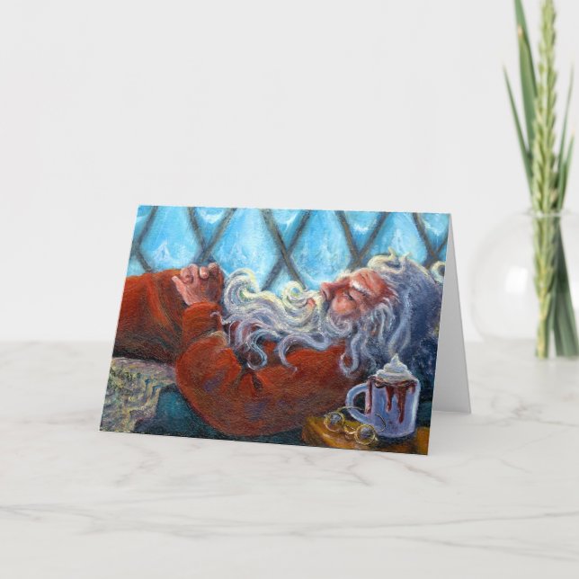 Blankokarte "Santa Napping" Feiertagskarte (Vorderseite)