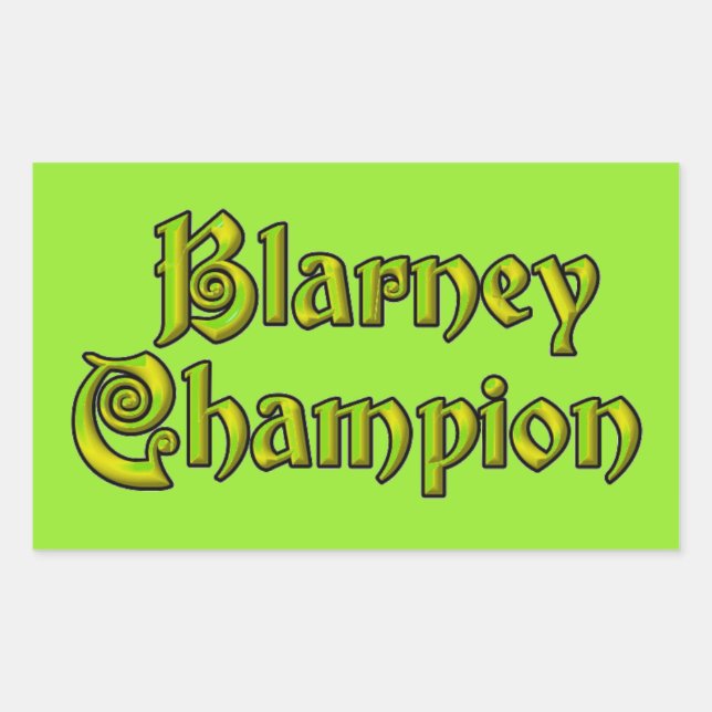 Blarney Champion grüne Rechteck Aufkleber (Vorderseite)