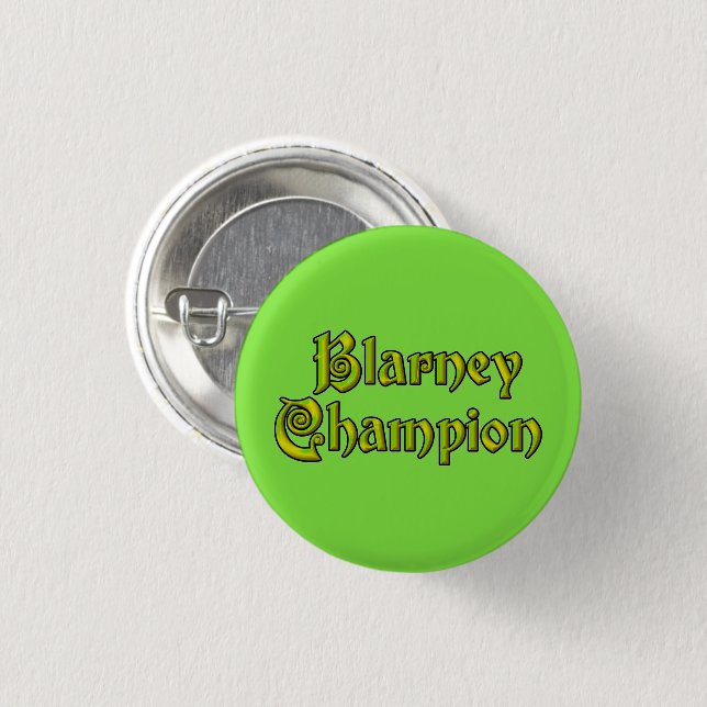 Blarney Champion hellgrüner kleiner Knopf Button (Vorne & Hinten)
