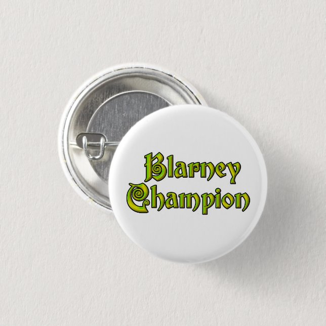 Blarney Champion weißer kleiner Knopf Button (Vorne & Hinten)