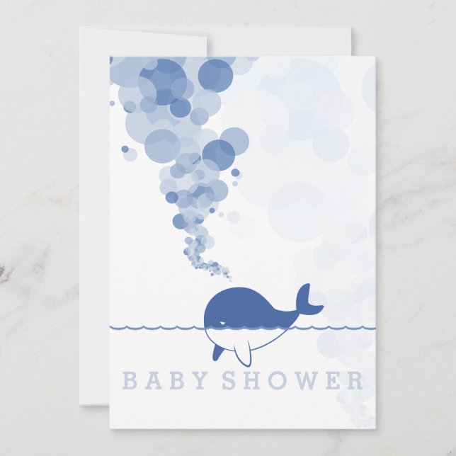 "Bläschen"- Baby Blue Whale Baby Dusche Einladung (Vorderseite)