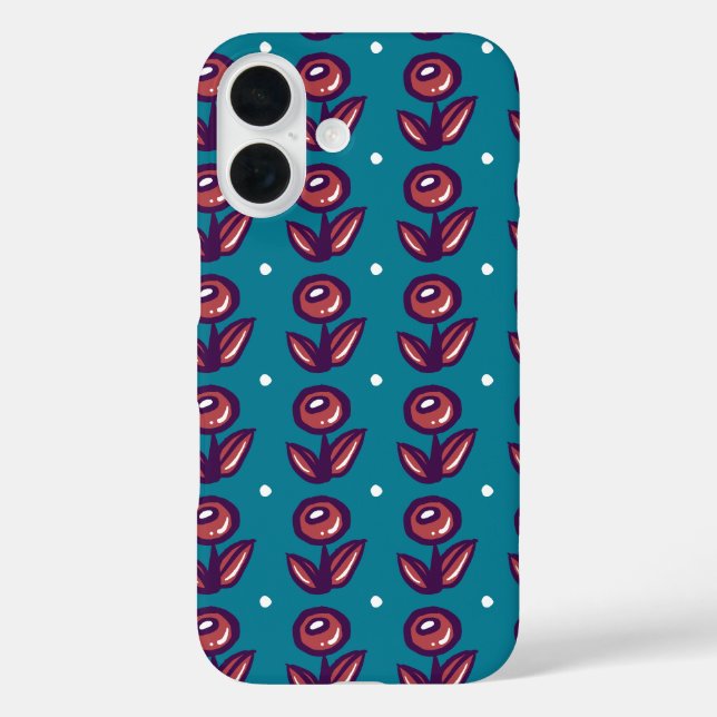 Bläschen Blume in Blau - Niedliche Blütennatur iPhone 16 Hülle (Rückseite)