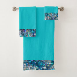 Bläschen Kleine Blasen Badetuch Set Aqua Blue