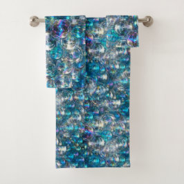 Bläschen Kleine Blasen Badetuch Set Blue Aqua
