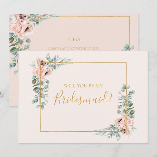 Bläschen | Pastell Bridesmaid Vorschlagskarte Einladung (Vorne/Hinten)