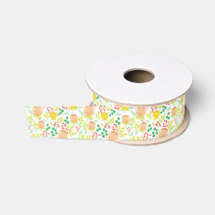 Bläschen Peach Spring Floral Meadow Ripsband