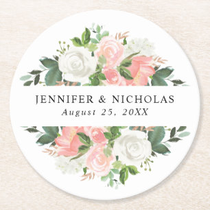 Bläschen   Personalisierte Hochzeit Runder Pappuntersetzer