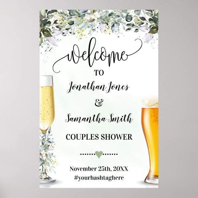 Bläschen und Brause Begrüßung Paare Dusche Zeichen Poster (Vorne)
