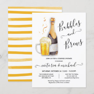 Bläschen und Brause Paare Dusche Champagner Bier Einladung