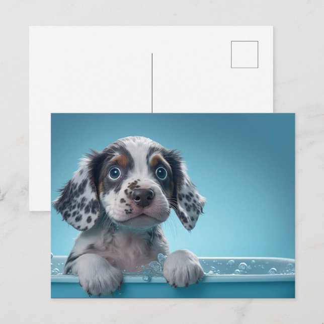 Blase Bath Tub Pup Postkarte (Vorne/Hinten)