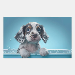 Blase Bath Tub Pup Rechteckiger Aufkleber