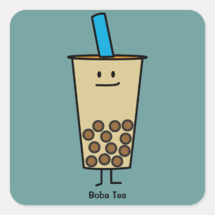 Blase Boba Perlen-Milch-Tee-Tapiokabälle Quadratischer Aufkleber