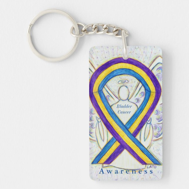Blase Cancer Angel Awareness Ribbon Schlüsselanhän Schlüsselanhänger (Vorderseite)
