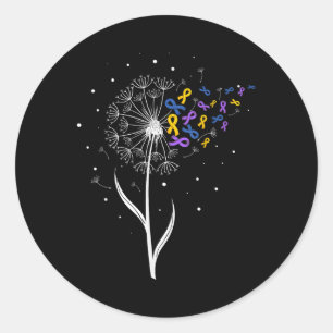 Blase Cancer Awareness Ribbon & amp; Dandelion Su Runder Aufkleber