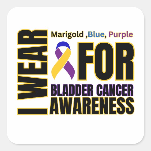 Blase Cancer Awareness Ribbon Quadratischer Aufkleber (Vorderseite)