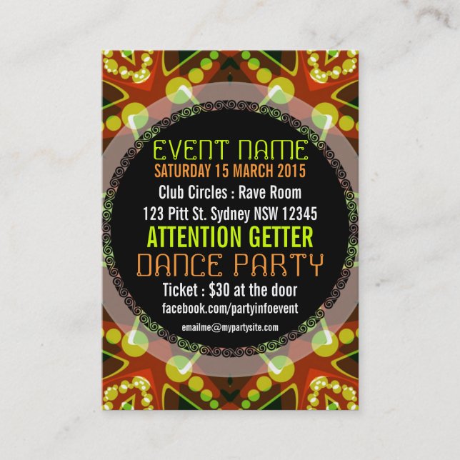 Blase Dots EVENT PARTY Mini-Flyer Visitenkarte (Vorderseite)