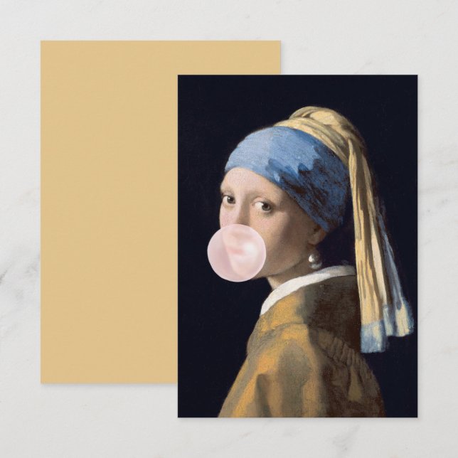 Blase Gum Diva mit Perlenohrring Dankeskarte (Vorne/Hinten)