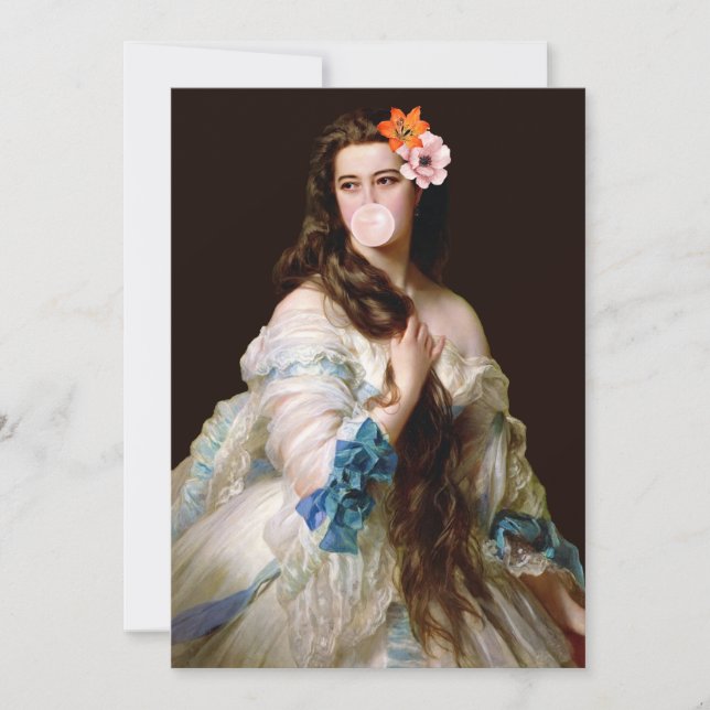 Blase Gum Diva mit zwei Blume Dankeskarte (Vorderseite)