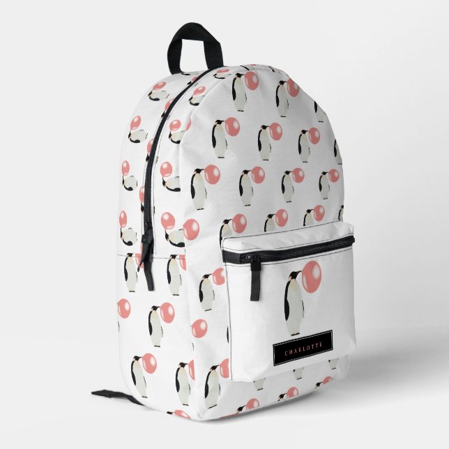 Blase Gum Penguin Blasen Individuelle Name Bedruckter Rucksack (Rückseitige Ecke links)
