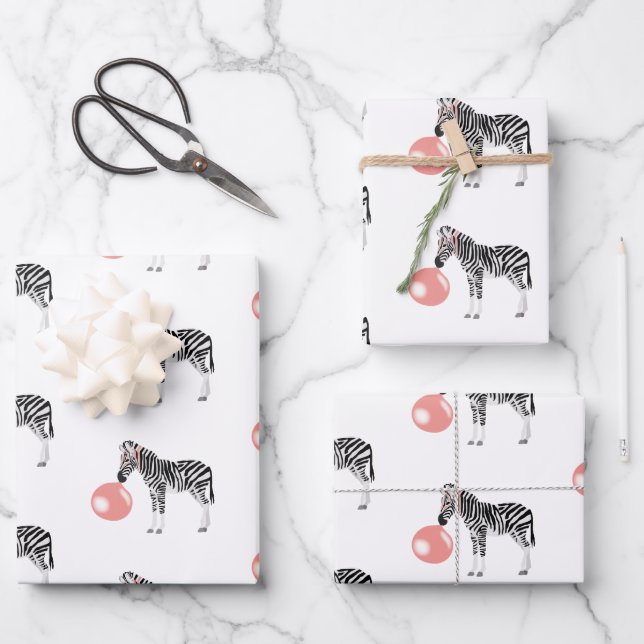 Blase Gum Zebra Blasen Blase Geschenkpapier Set (Vorderseite)