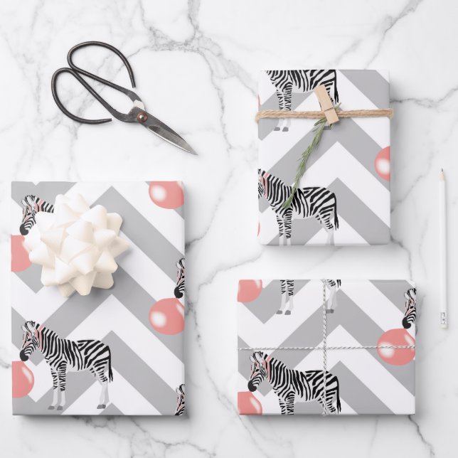 Blase Gum Zebra Blasen Blase Geschenkpapier Set (Vorderseite)