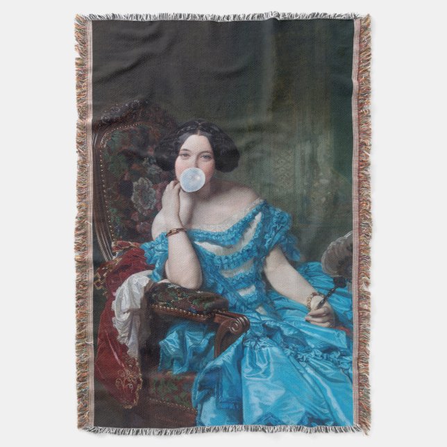 Blase Gummi Diva in blauem Satin Decke (Vorderseite Vertikal)