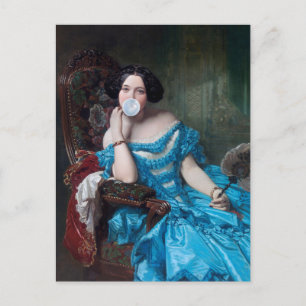 Blase Gummi Diva in blauem Satin Postkarte