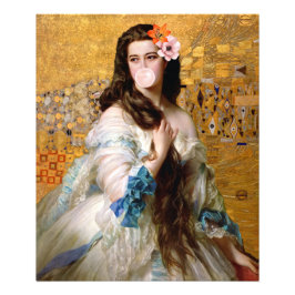 Blase Gummi Diva mit zwei Blume Gold Fotodruck