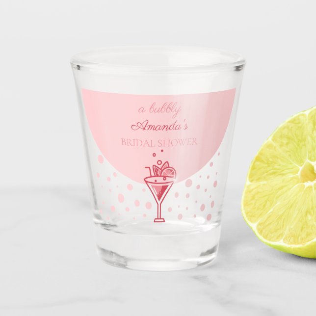 Blase in Rosa: Hübsches Elegance Fun Brautparty Schnapsglas (Vorderseite)