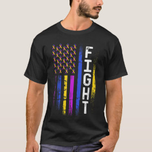 Blase Krebs Flag Lila Gelbe blaue Ribbon Awar T-Shirt
