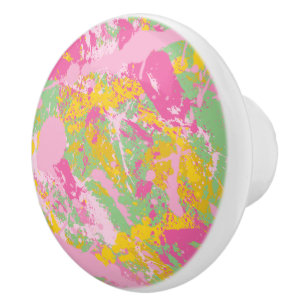 Blase Rosa und grüner Paint-Spritzer Keramikknauf