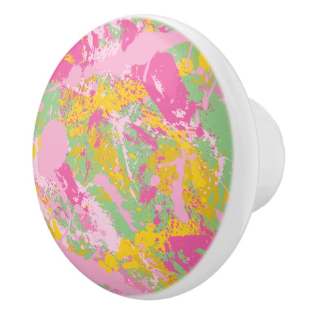 Blase Rosa und grüner Paint-Spritzer Keramikknauf (Rechts)