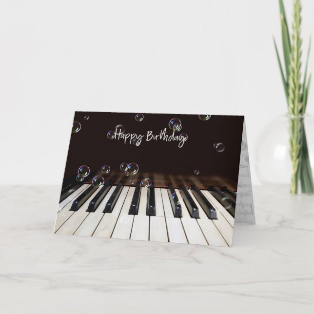 Blasen auf Piano Geburtstagskarte Karte (Vorderseite)