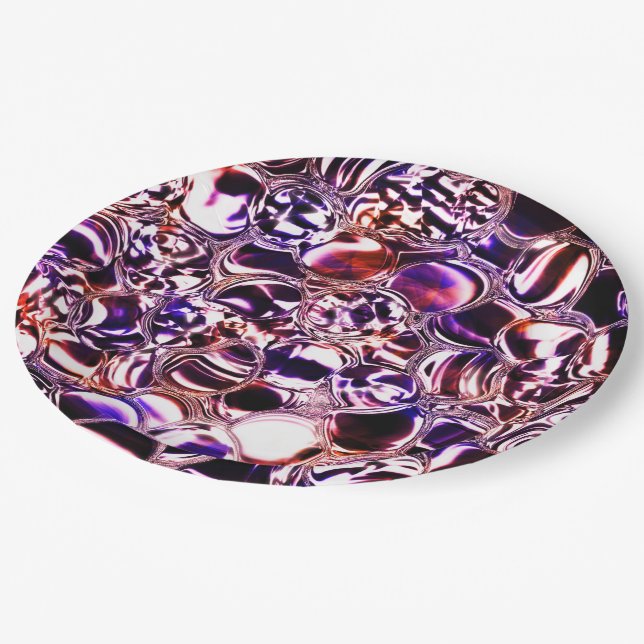 Blasen aus Farbglas oder wertvollen Steinen? Pappteller (Schrägansicht)