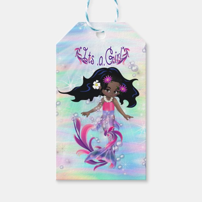 Blasen & Baby Mermaids Babydusche Geschenkanhänger (Vorderseite)