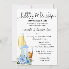 Blasen & Bourbon vor Baby Due Blue Baby Dusche Einladung